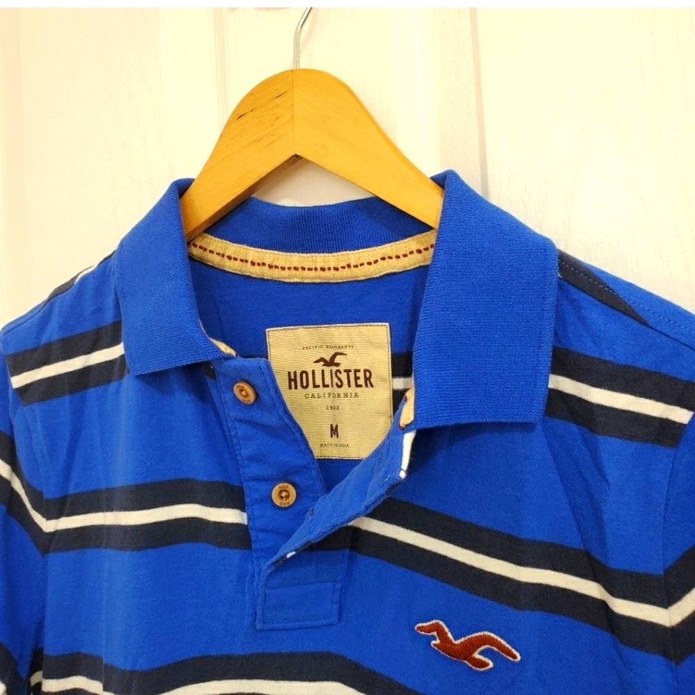 Hollister Blue Striped Polo Shirt